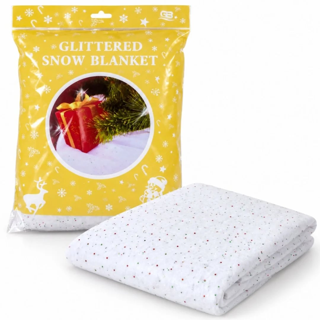 Manta de Navidad nieve decorativa con brillos