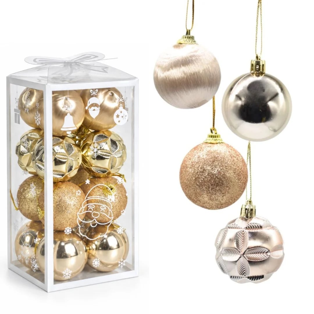 Bolas de Navidad 5 cm champagne — Pack x 16