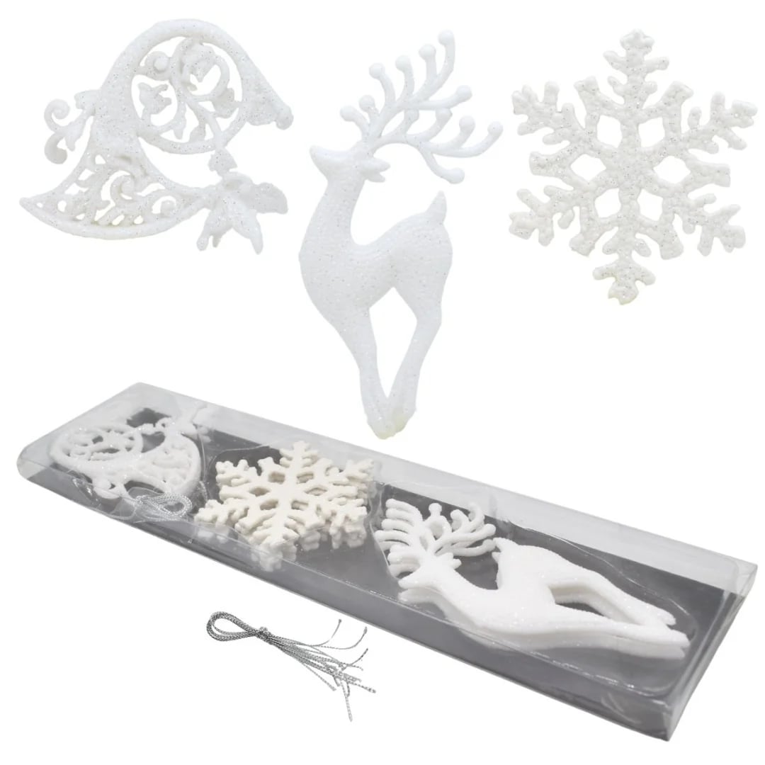 Adornos de Navidad colgantes. Blanco — Pack x 7
