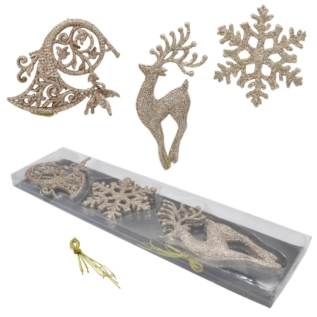 Adornos de Navidad colgantes. Champagne — Pack x 7