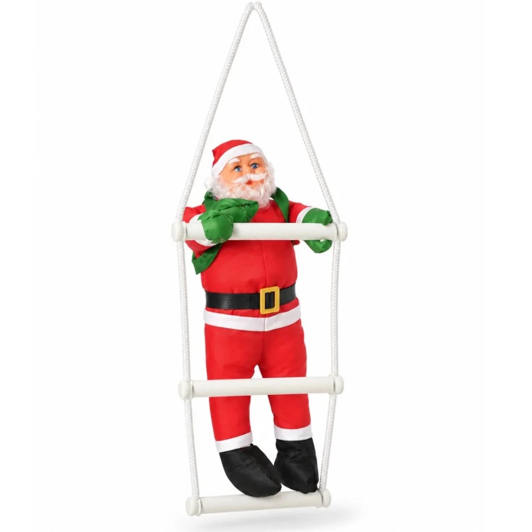 Papá Noel con escalera de cuerda 28 cm