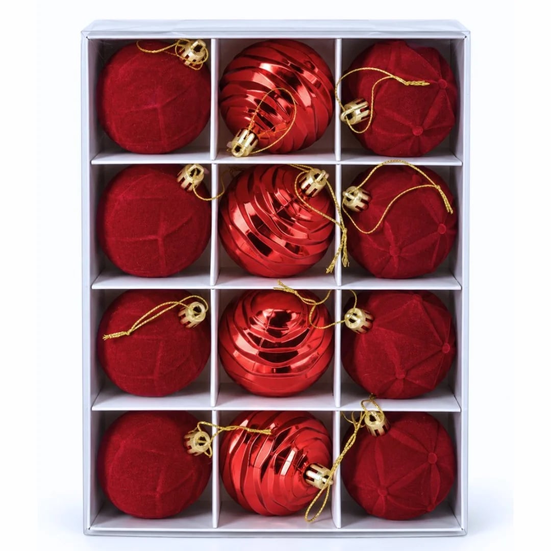 Bolas de Navidad bordó 6 cm — Pack x 12