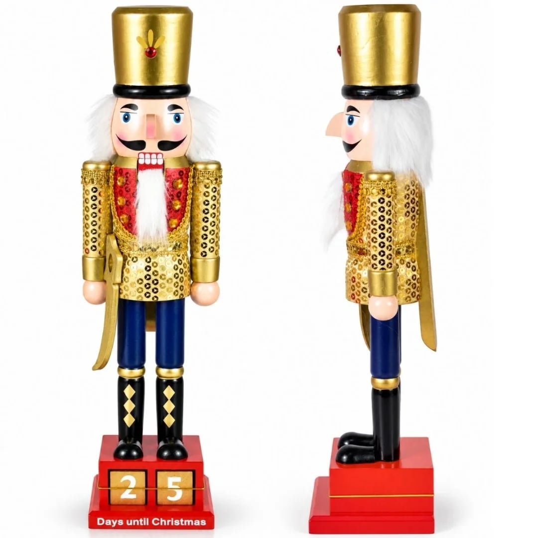 Cascanueces Navideño de madera con calendario 38 cm