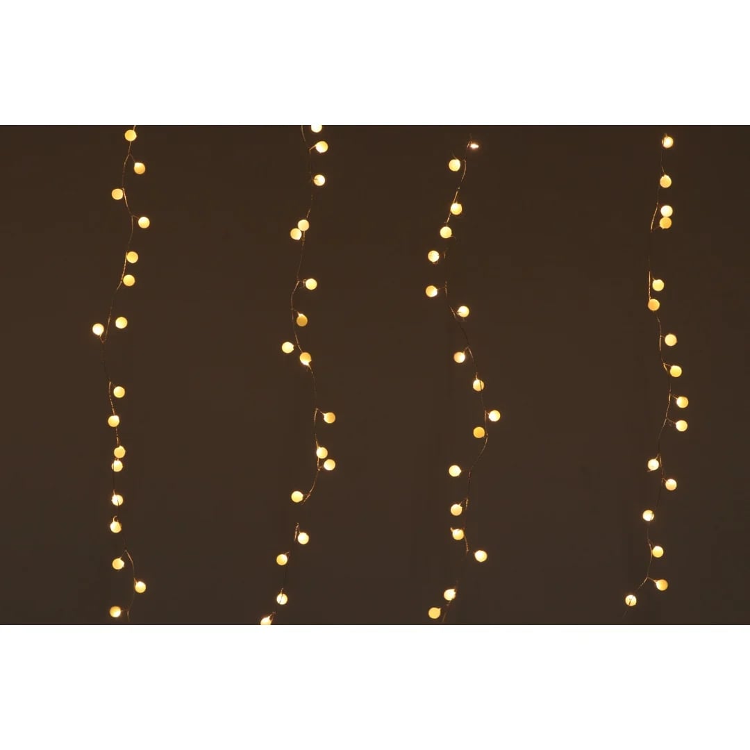 Cortina lluvia de luz LED con bolas 2 mts x 70 cm