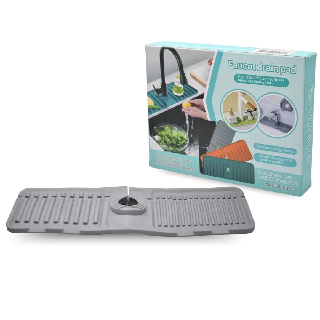 Alfombrilla de silicona gris para bacha 37 × 11,5 cm
