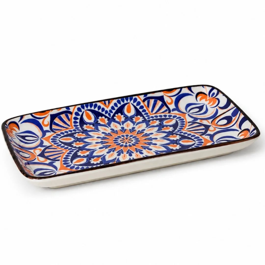 Bandeja de cerámica estampada 21 × 11 cm