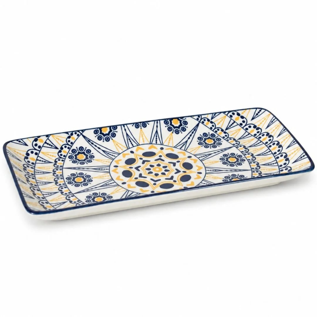 Bandeja de cerámica estampada 25,5 × 12 cm