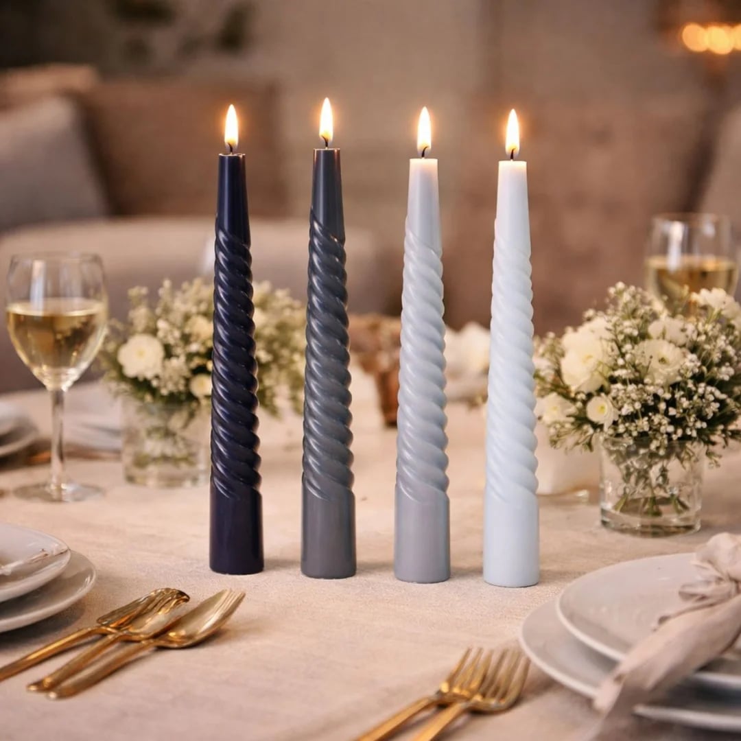 Vela cónica azul de cera — Pack x 4