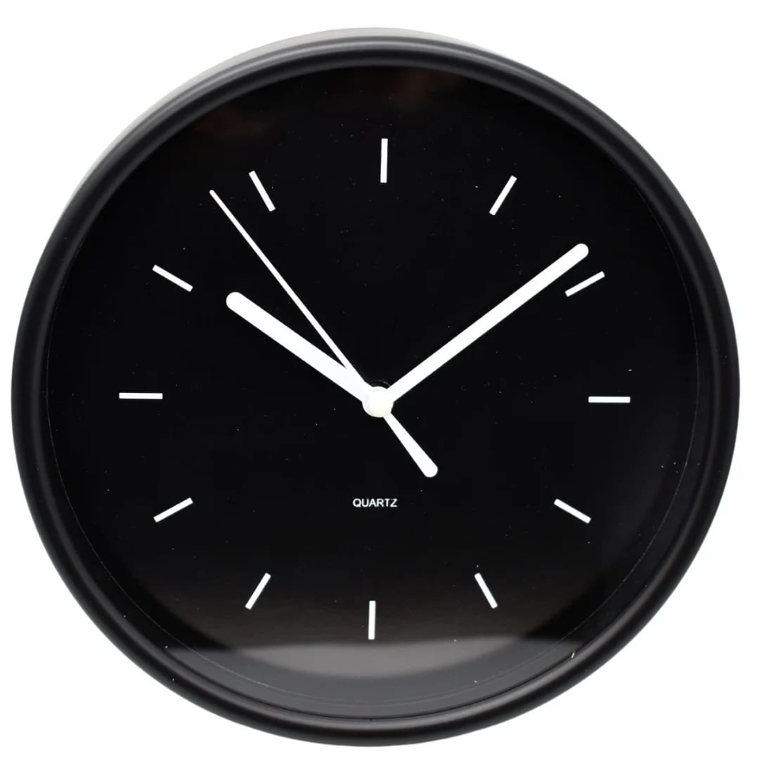 Reloj de pared redondo 19 cm negro