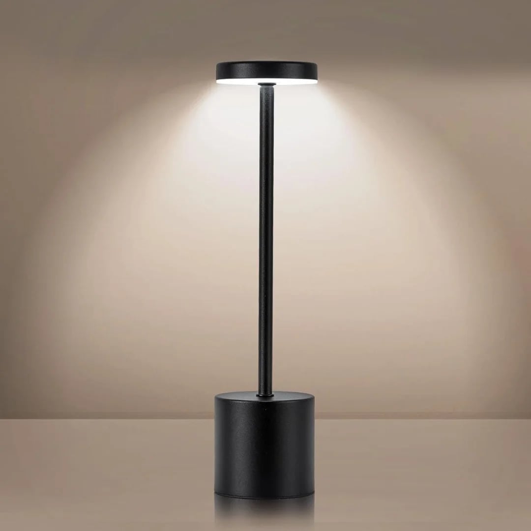 Lámpara LED táctil recargable negra 34 cm