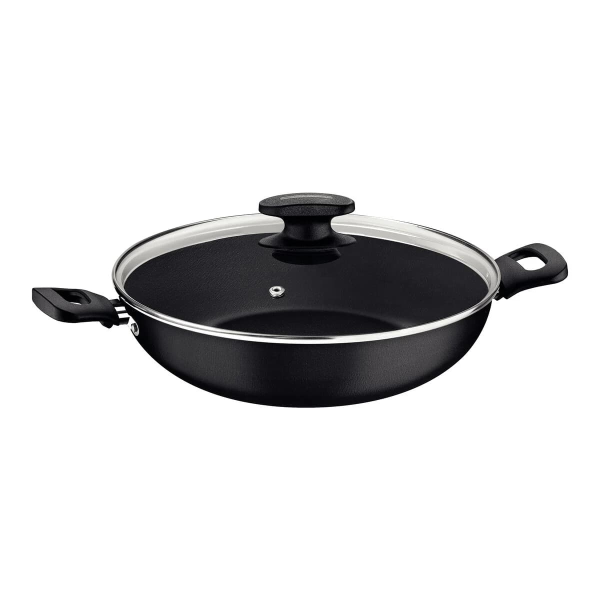 Wok con tapa de vidrio Tramontina Loreto antiadherente 28 cm 3.3 L grafito