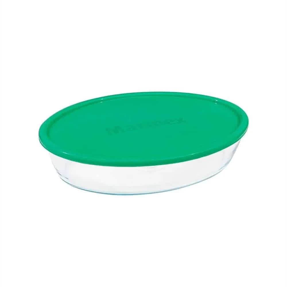 Asadera Vidrio Marinex Oval Con Tapa 1600 Ml