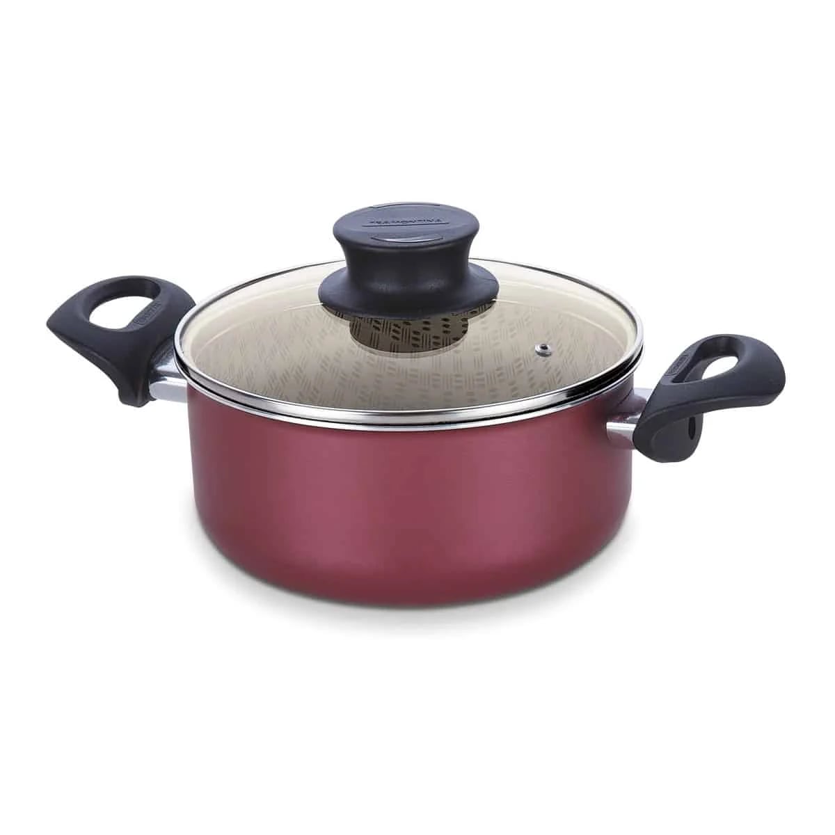 Cacerola con tapa de vidrio Tramontina Paris antiadherente 24 cm 4.9 L rojo