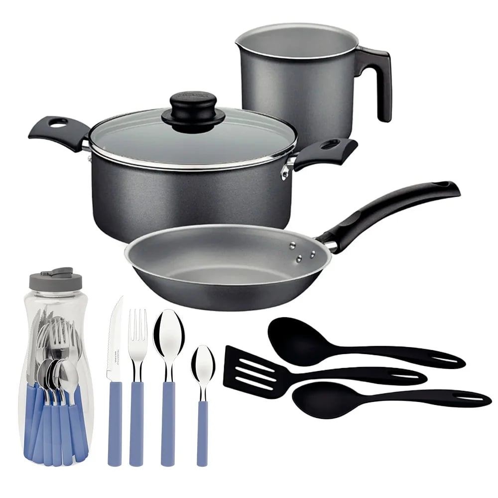 Juego de cocina antiadherente con cubiertos y utensilios Tramontina 24 piezas