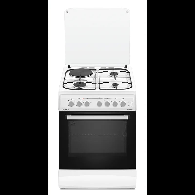Cocina Combinada 3 Hornallas y 1 Disco Eléctrico Blanca 60x60 con Convección