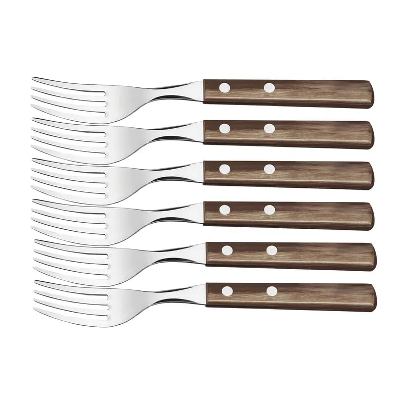 Tenedores para asado Tramontina Polywood de acero inoxidable pack de 6 unidades marrón