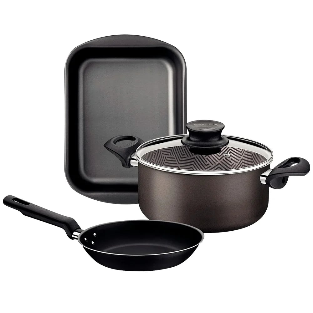 Cacerola Paris con sartén Loreto 22 cm y asadera Brasil Tramontina