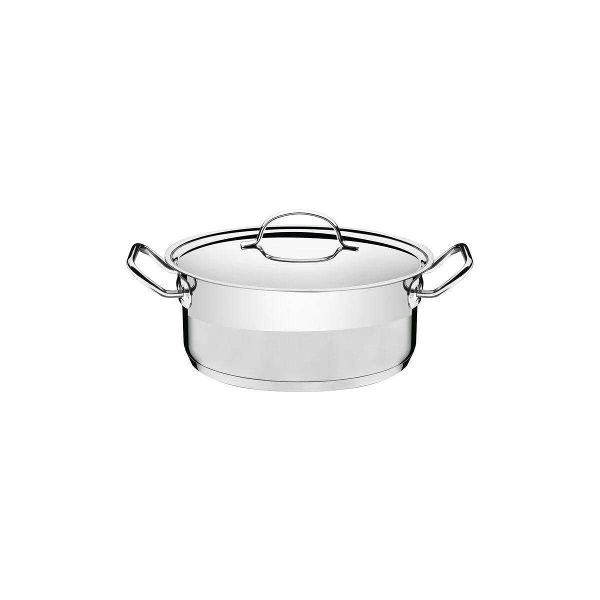 Cacerola baja con tapa Tramontina Professional de acero inoxidable triple fondo para inducción 16 cm 1.4 L
