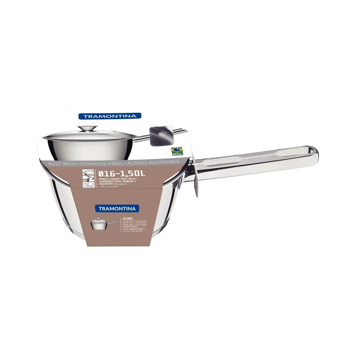 Olla con mango Tramontina Allegra fondo triple 16 cm 1.5 L — imagen 2 de 3
