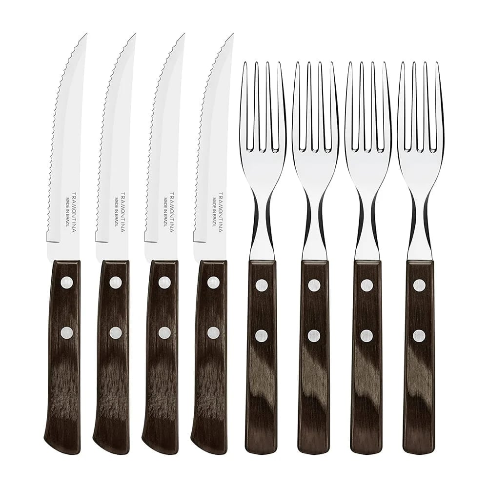 Juego de cubiertos para asado de acero inoxidable Tramontina Polywood 8 piezas