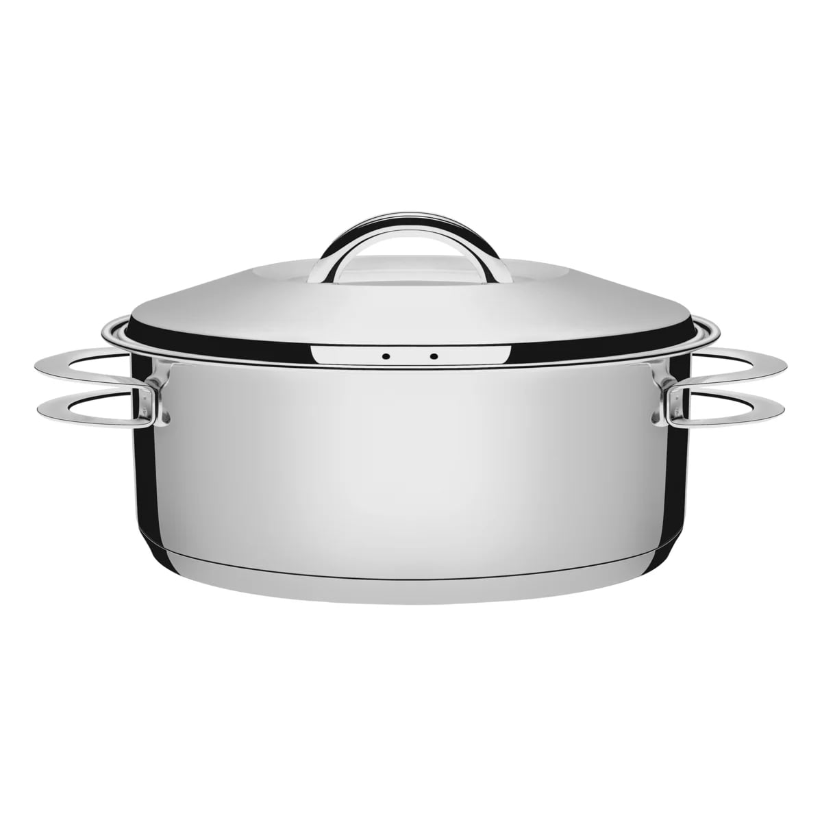 Cacerola baja con tapa Tramontina Solar de acero inoxidable triple fondo para inducción 28 cm 7.1 L