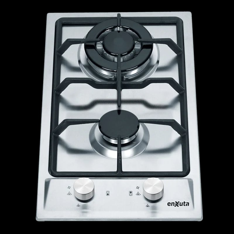Anafe de Empotrar con 2 Hornallas a Gas Inox con Hierro Fundido