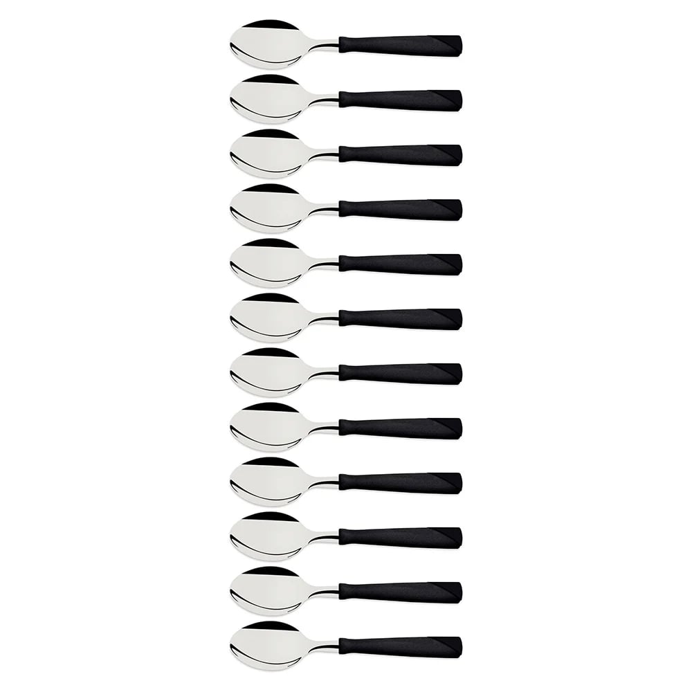 Cucharas de té Tramontina New Kolor negras pack de 12 unidades