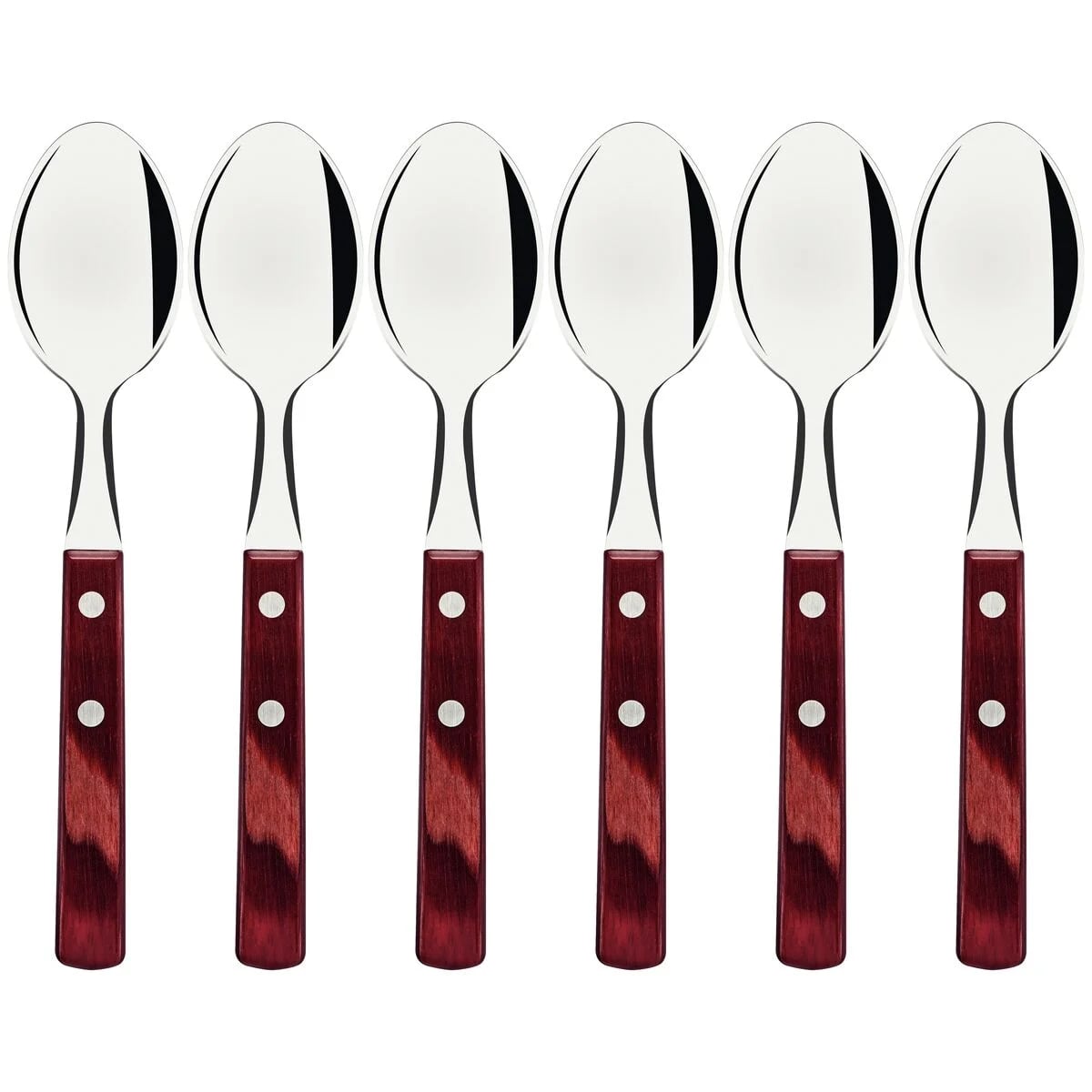 Cucharas de mesa Tramontina Polywood de acero inoxidable pack de 6 unidades rojo