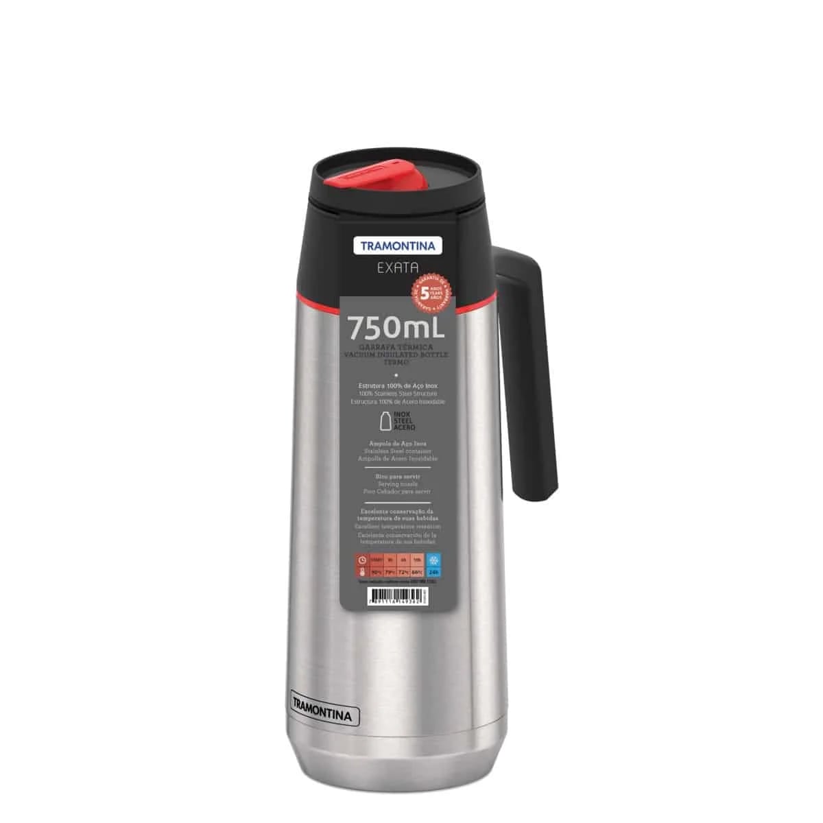 Termo de acero inoxidable con ampolla de acero Tramontina Exata 750 ml