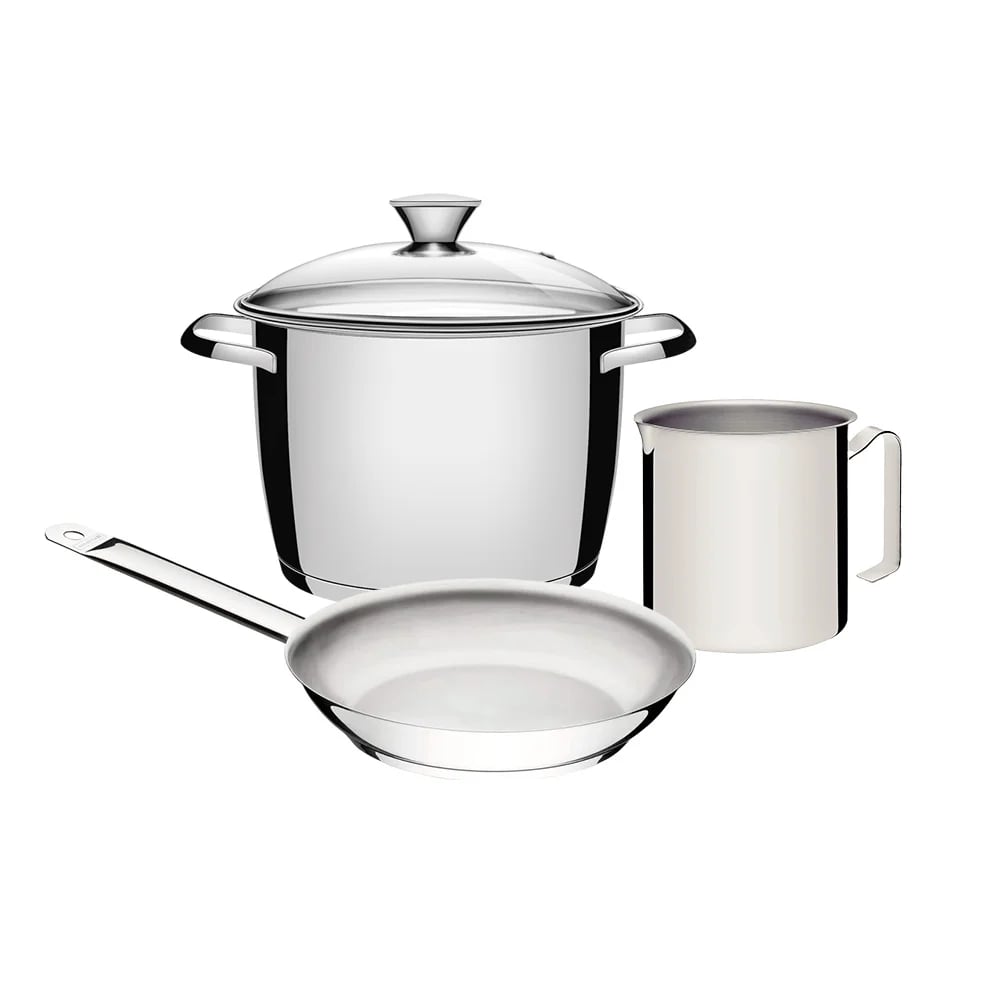 Olla Allegra 7.5 L y sartén Professional de triple fondo con hervidor Tramontina para inducción 3 piezas