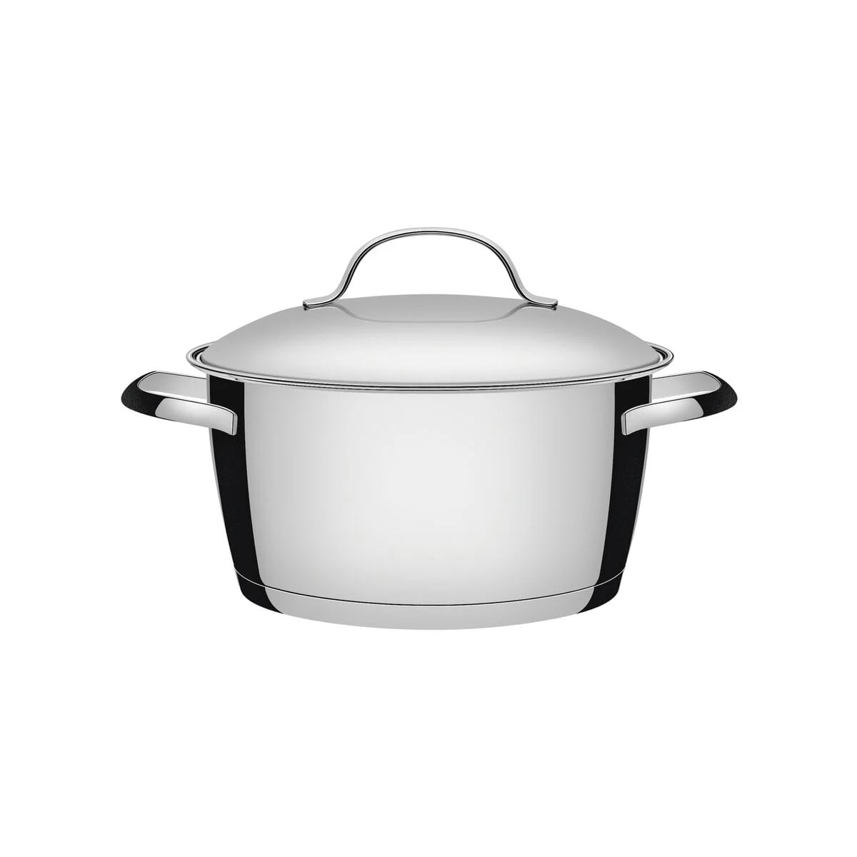 Cacerola profunda con tapa de acero inoxidable Tramontina Allegra triple fondo para inducción 24 cm 5.7 L