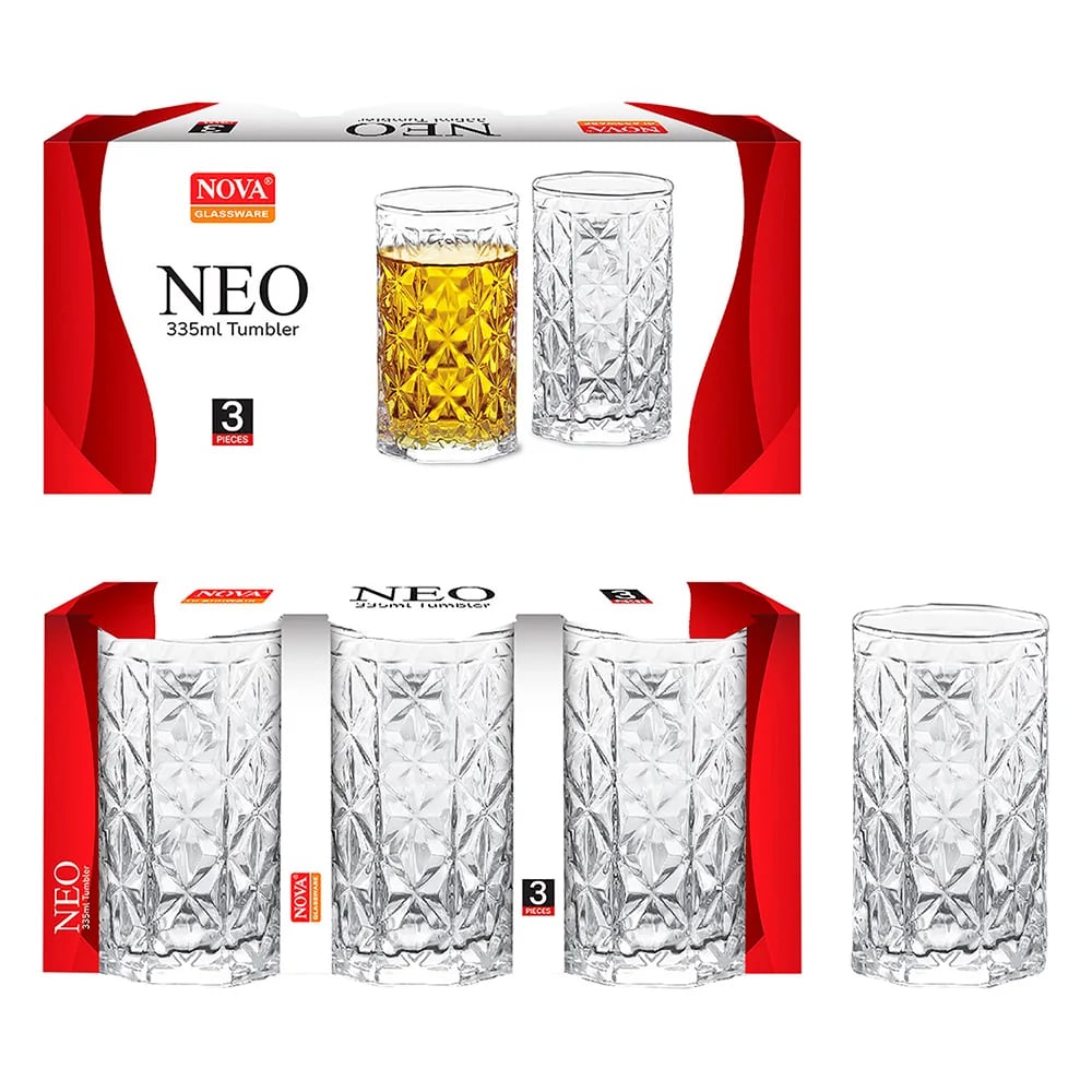 Vaso De Vidrio 335 Ml Refresco X3 Unid. Linea Neo