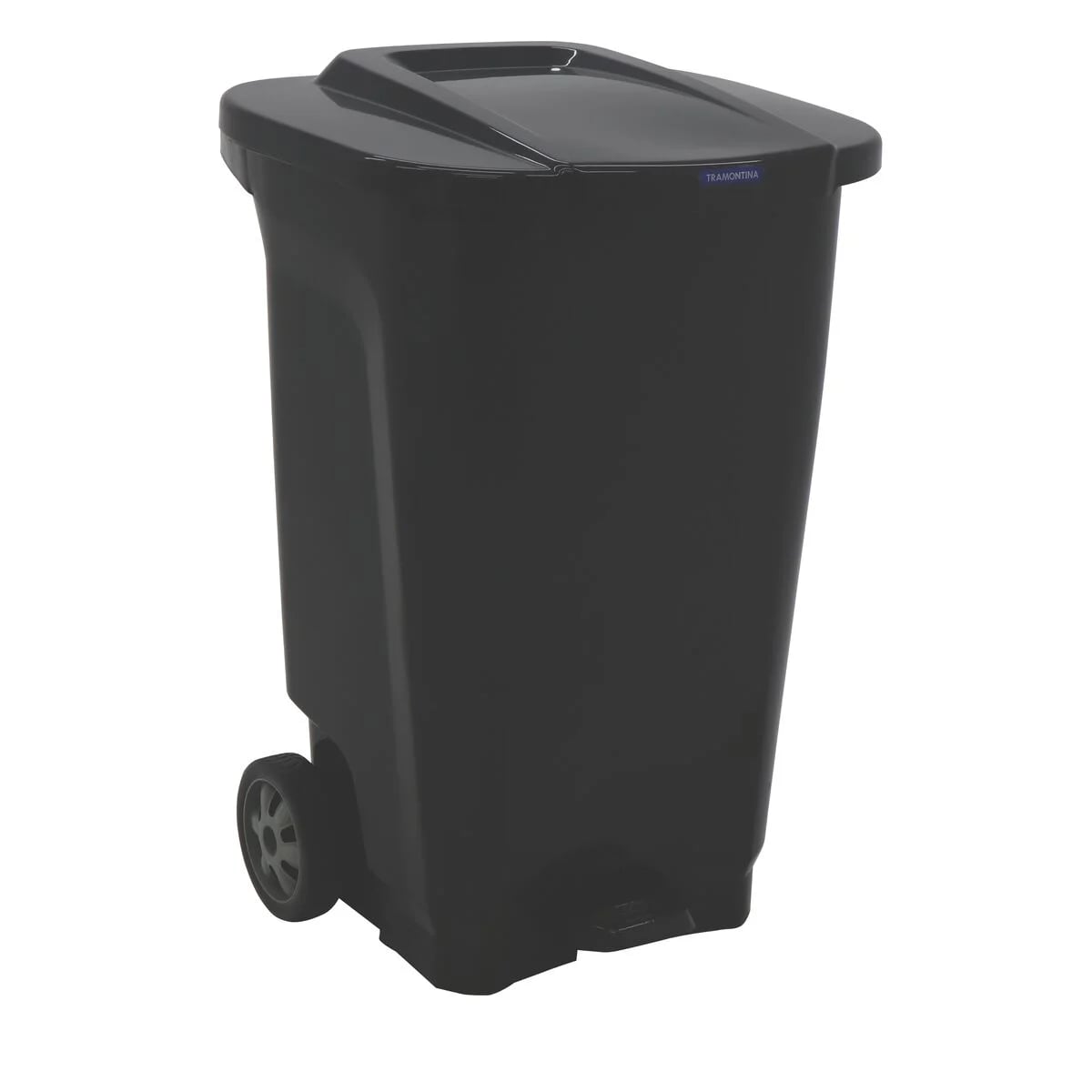 Papelera de polipropileno con ruedas Tramontina T-Force 100 L negro