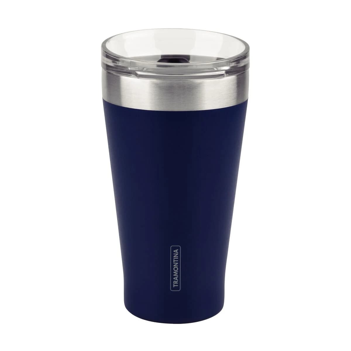 Vaso térmico Tramontina Exata de acero inoxidable 550 ml con tapa color azul