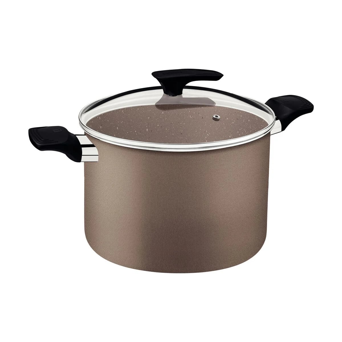 Olla alta con tapa de vidrio Tramontina Milazzo antiadherente 26 cm 9.6 L almendra