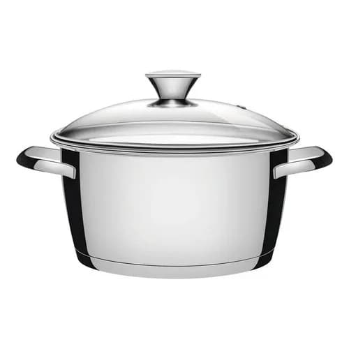 Cacerola profunda con tapa de vidrio Tramontina Allegra triple fondo para inducción 24 cm 5.7 L