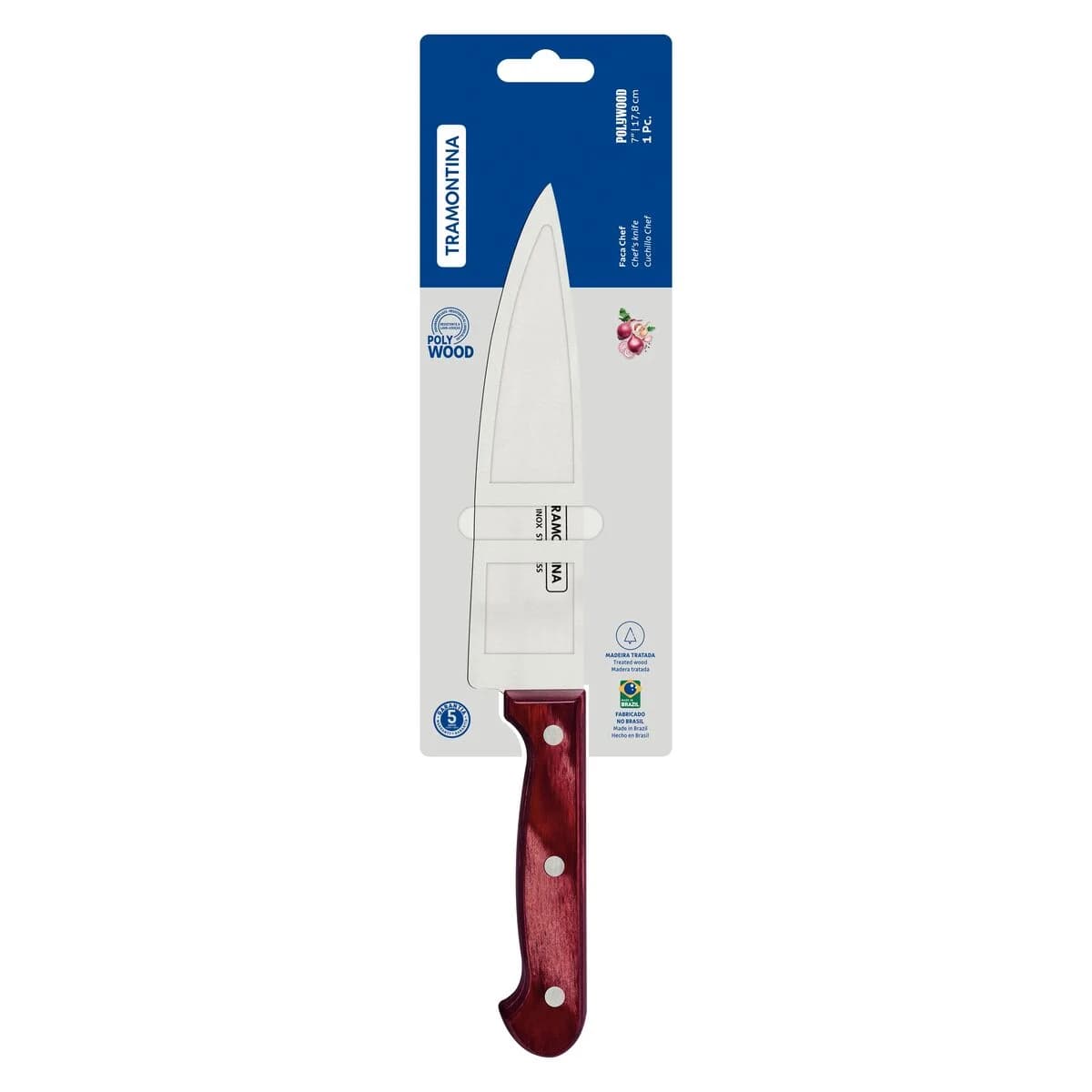 Cuchilla De Cocina Tramontina Polywood 7 PuLG Acero Inox — miniatura 2