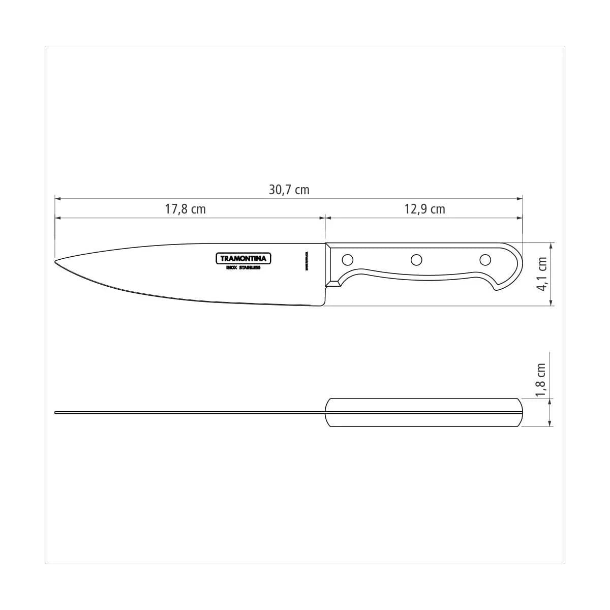 Cuchilla De Cocina Tramontina Polywood 7 PuLG Acero Inox — miniatura 3