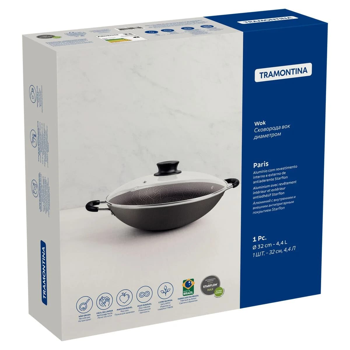 Sarten Wok Tramontina Antiadherente 32 Cm Paris — miniatura 4