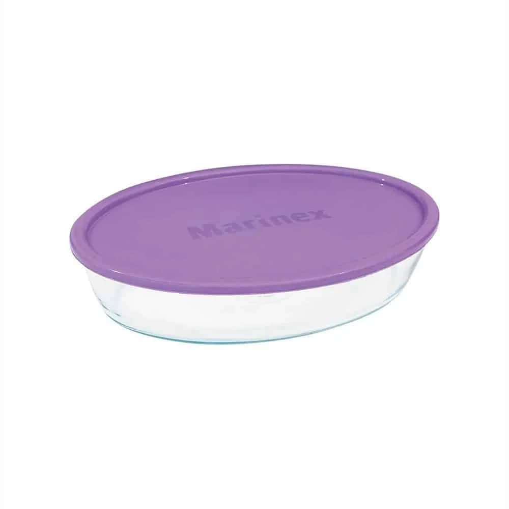 Asadera Vidrio Marinex Oval Con Tapa 1600 Ml — miniatura 2
