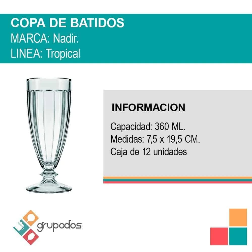 Copa Vidrio Tropical Para Batidos Helados 360 Ml Nadir — miniatura 2