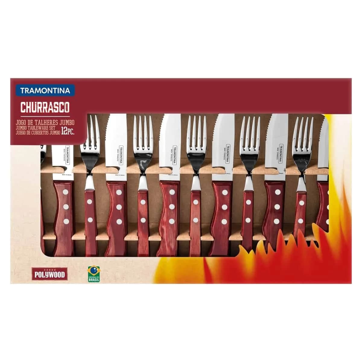 Juego Cubiertos Jumbo Tramontina 12 Piezas Polywood — miniatura 2