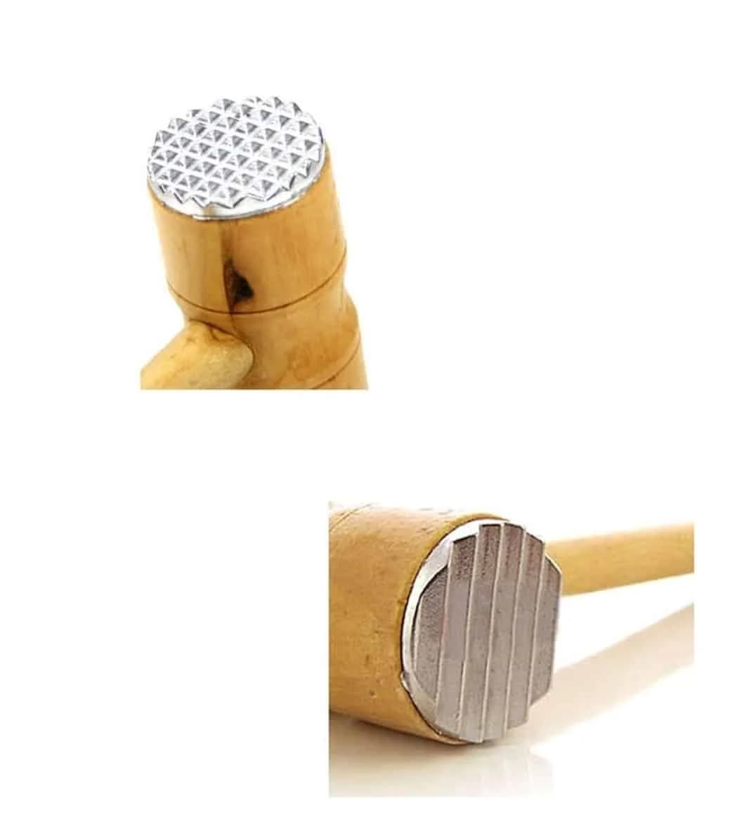 Martillo En Madera Para Tiernizar Carne Caras En Acero Inox — miniatura 3