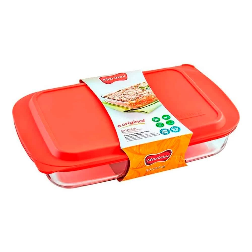 Asadera Vidrio Marinex Rectangular Con Tapa 5000 Ml — imagen 1 de 1