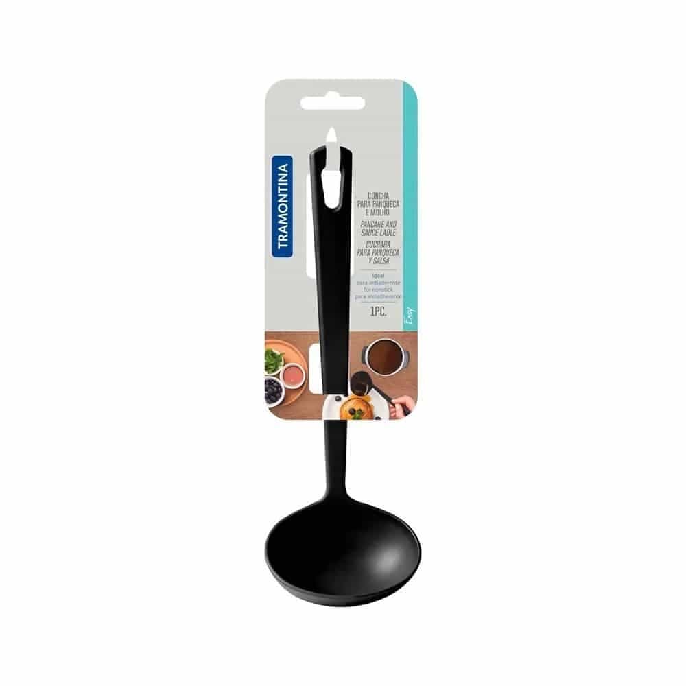 Cucharón de nylon negro para salsas y panqueques Tramontina Easy