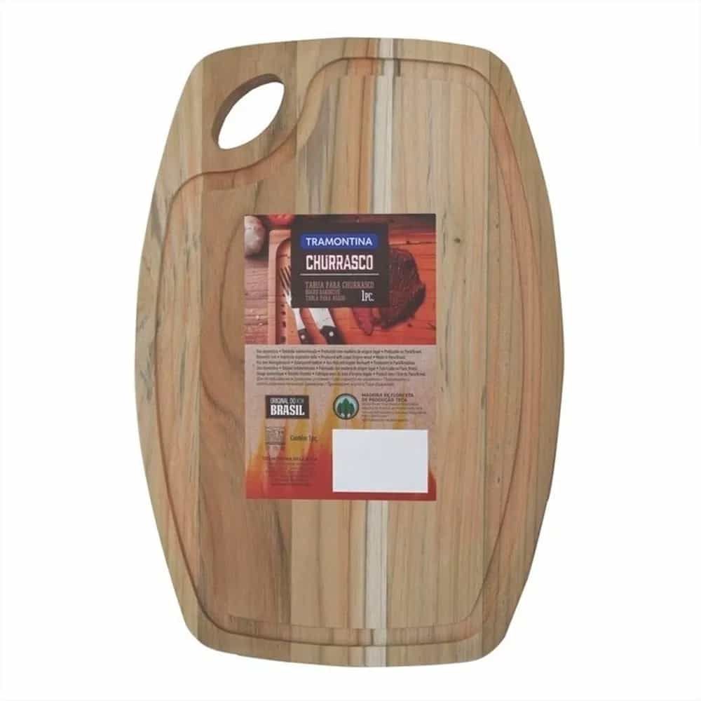 Tabla ovalada de madera teca Tramontina Churrasco 40 x 27 cm