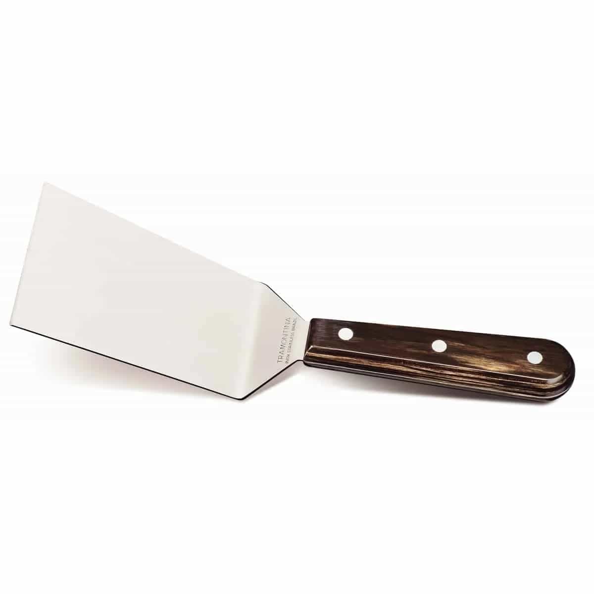 Espátula para frituras Tramontina Polywood de acero inoxidable 5 pulgadas marrón