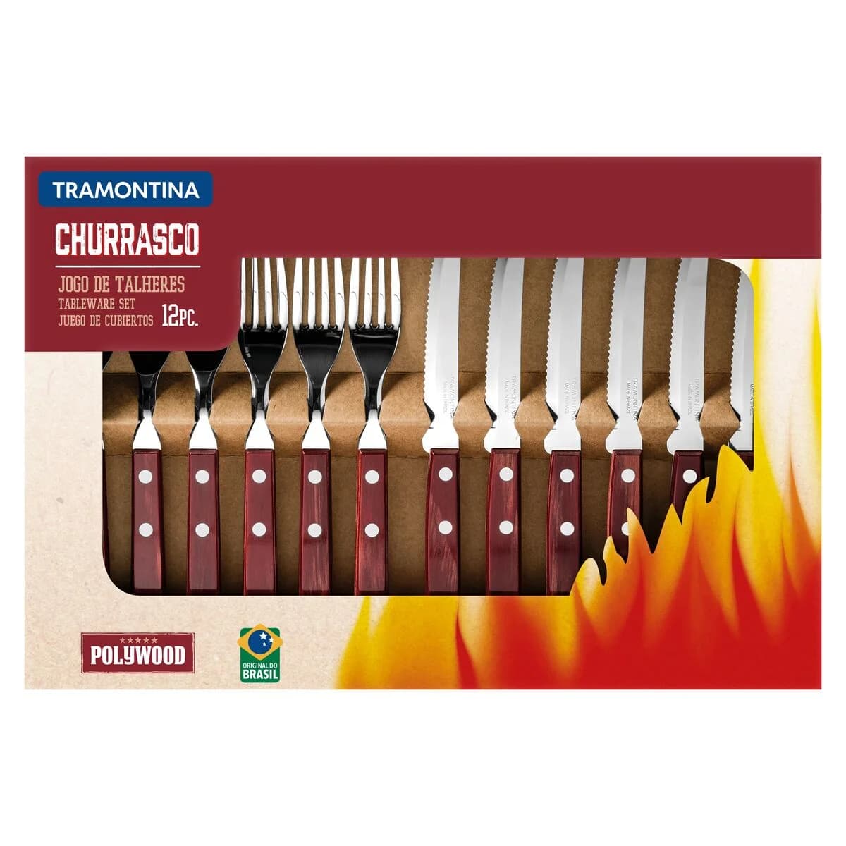 Cubiertos Tramontina 12 Piezas Polywood — miniatura 2