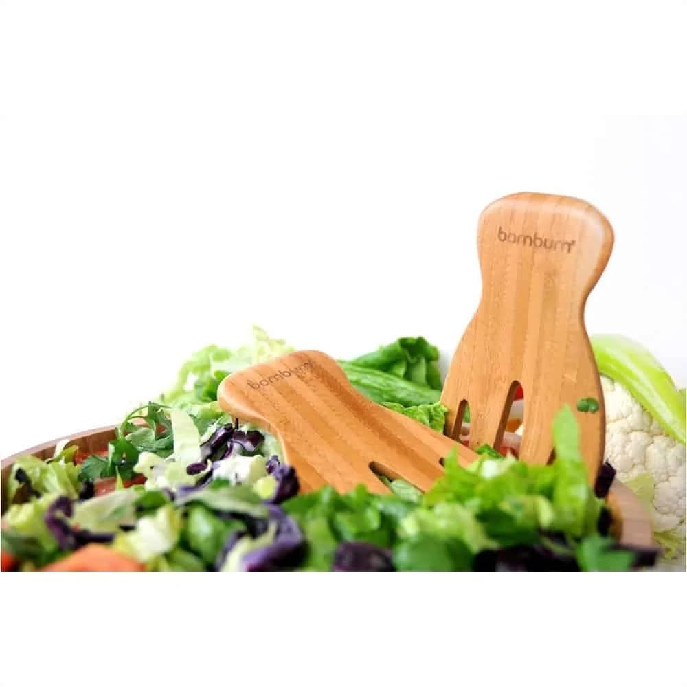 Garras Servidor Pinza Ensalada Bambu Madera 18,5 Cm X 10 Cm — miniatura 2