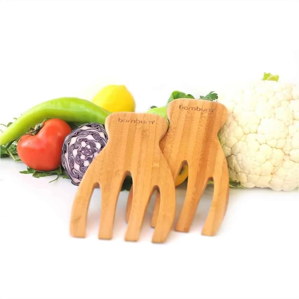 Garras Servidor Pinza Ensalada Bambu Madera 18,5 Cm X 10 Cm — miniatura 3